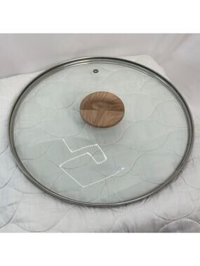 CAROTE Tempered Glass Vented Lid With Wood Handle Stainless Rim Fits 10" Pan